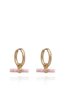 image of Rachel Jackson London Mini Rose T Bar Gold Huggie Hoop Earrings, Gold, Women