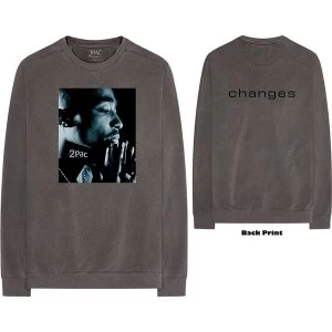 image of Tupac - Changes Side Photo Unisex Large T-Shirt - Grey