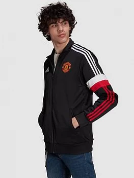 Image of adidas Manchester United 3 Stripe Track Jacket - Black, Size 2XL, Men