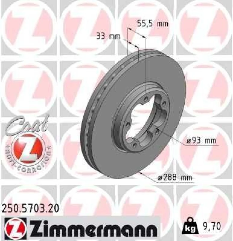 Image of ZIMMERMANN Brake disc ZIMMERMANN 250.5703.20
