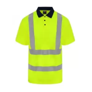 PRO RTX Mens High Visibility Polo Shirt (XL) (Yellow/Navy)