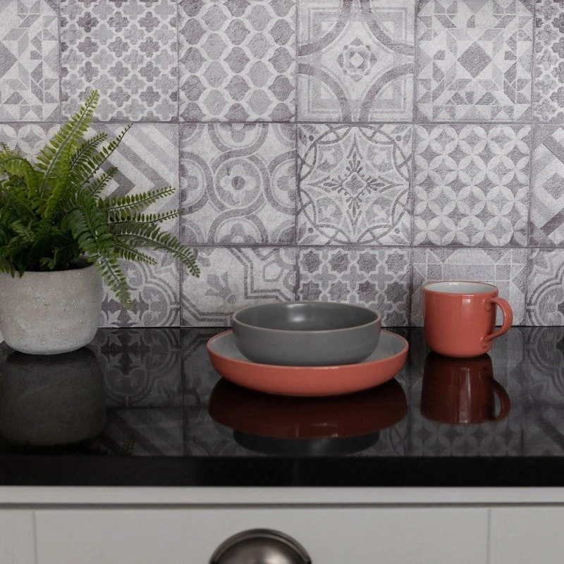 Image of D C Fix 3D Splashback Wallpaper Moroccan Tiles Grey unisex 67.5CMX4M