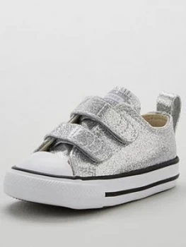 image of Converse Chuck Taylor All Star 2V Ox Glitter Infant Trainer - Silver