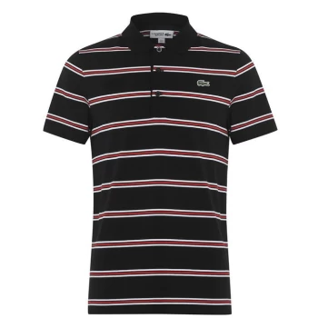 image of Lacoste Stripe Polo Shirt - Black