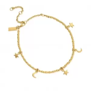 Image of Gold Mini Cute Moon & Stars Anklet GANMC8101102