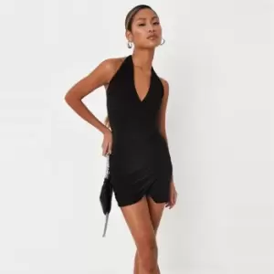 image of Missguided Petite Halterneck Mini Dress - Black