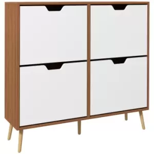 Image of HOMCOM Shoe Storage Cabinet, 4 Flip Drawers, Shoe Organizer for 16 Pairs of Shoes, Natural