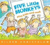 Image of five little monkeys play hide and seek