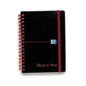 image of Black n Red A6 Wirebound Notebook 90gm2 140 Pages Ruled Poly Covered Pack of 5