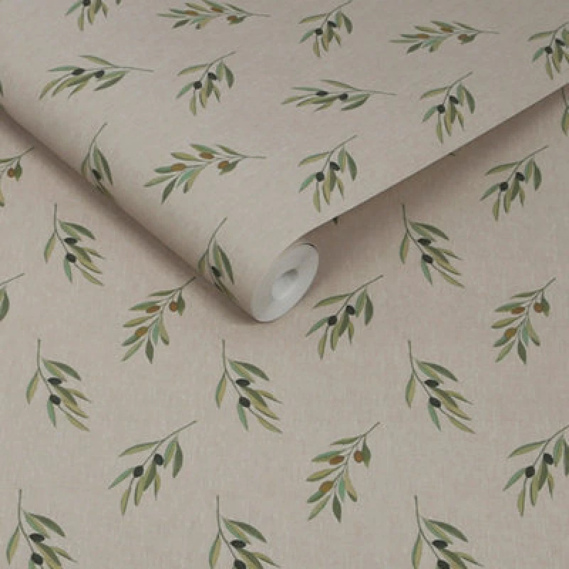 Image of Sophie Allport Olive Branch Woven Wicker Wallpaper