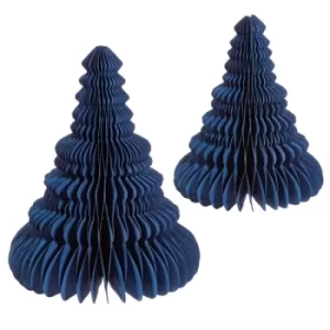Image of Blue Honeycomb Tree Standing Decoration (Set Of 2)