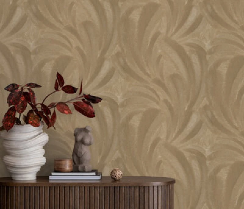 Image of Erismann Plume Wallpaper In Gold