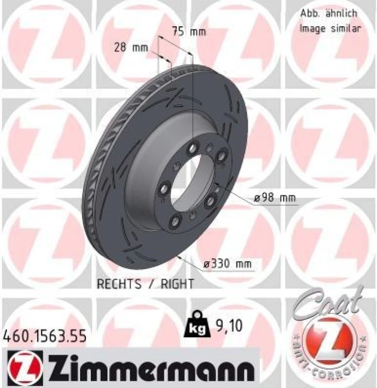 Image of ZIMMERMANN Brake disc ZIMMERMANN 460.1563.55