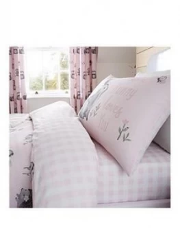 Image of Catherine Lansfield Woodland Friends Easy Care Fitted Sheet - Double, Pink