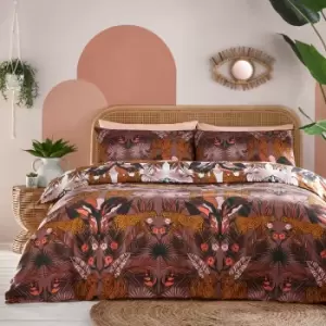 image of Kaihalulu Floral Printed Reversible Duvet Cover Set Cocoaberry, Cocoaberry / King