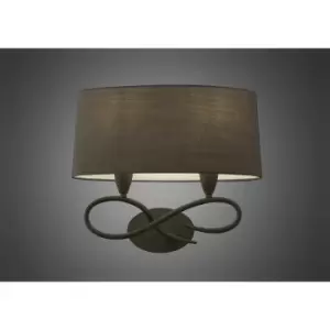 Image of Lua wall light 2 E27 bulbs, ash gray with ash gray lampshade