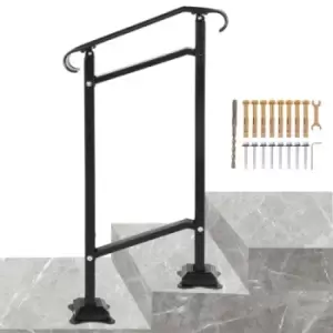 Image of VEVOR Wrought Iron Handrail Stair Railing Fit 1 Step Adjustable Hand Rail