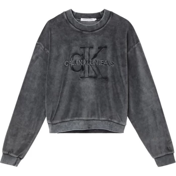 Calvin Klein Jeans Washed Velvet Sweatshirt - CK BLACK BEH