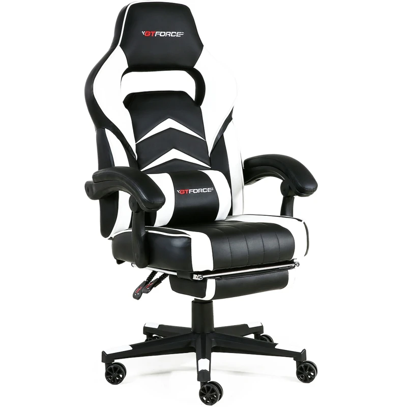 Image of Gtforce Turbo Reclining Sports Racing Gaming Office Desk PC Car Faux Leather Chair (white), White 5.05574E+12
