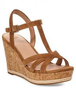 Image of UGG Melissa Wedge Sandals - Chestnut, Size 5, Women