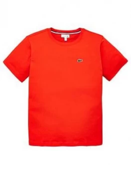 Image of Lacoste Boys Classic Short Sleeve T-Shirt - Red, Size 16 Years