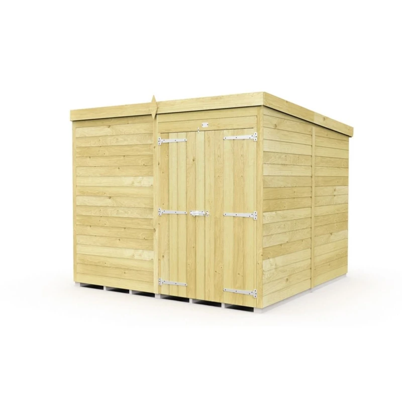 Image of Buttercup Farm 8 x 8 Feet Pent Shed - Double Door W/O Windows - L231 x W243 x H201cm in Brown Brown Unisex