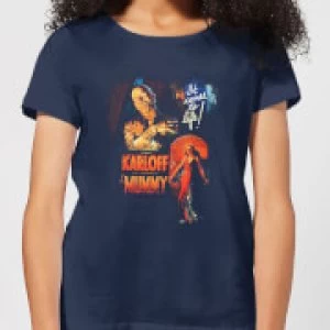 Image of Universal Monsters The Mummy Vintage Poster Womens T-Shirt - Navy - L
