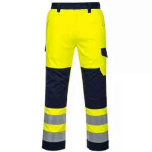 Image of Portwest MV46YNRL - sz L Hi-Vis Modaflame Trouser - MV46 Yellow/Navy - Yellow/Navy