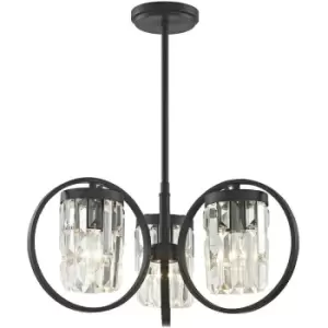Image of Impex Talin 3 Light Semi-Flush Black Ceiling Fitting