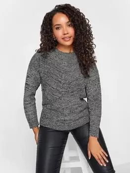 image of M&Co Funnel Neck Knitted Jumper - Monochrome, Black, Size 14-16, Women