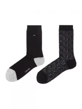 Image of Calvin Klein Repeat logo 2 pair pack ankle socks Black
