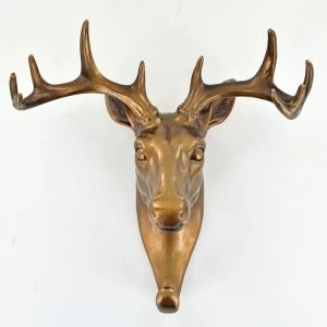 Image of Deer Head Wall Coat Hook Bronze Finish
