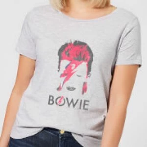 David Bowie Aladdin Sane Distressed Womens T-Shirt - Grey - M