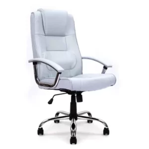 image of High Back Leather Faced Executive Chair with Chrome Base, Silver