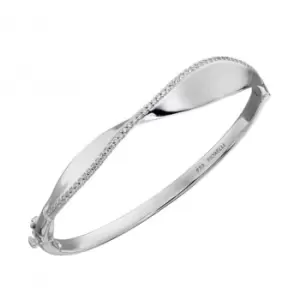 Image of Twist Silver Hinged Cubic Zirconia On Edge Bangle B5206C