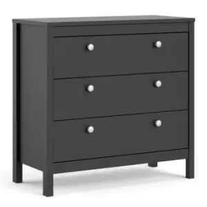 image of Madrid Chest 3 Drawers In Matt Black