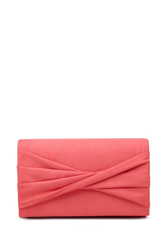Image of Paradox London Womens Deloria Pleated Twist Clutch Bag in Coral Female One Size