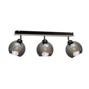 Wood Ceiling Spotlight Bar Black, 60cm, 3x E27