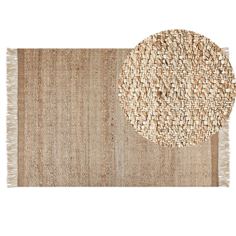 Image of Beliani Rug Abana Beige 140 X 200 Cm Jute