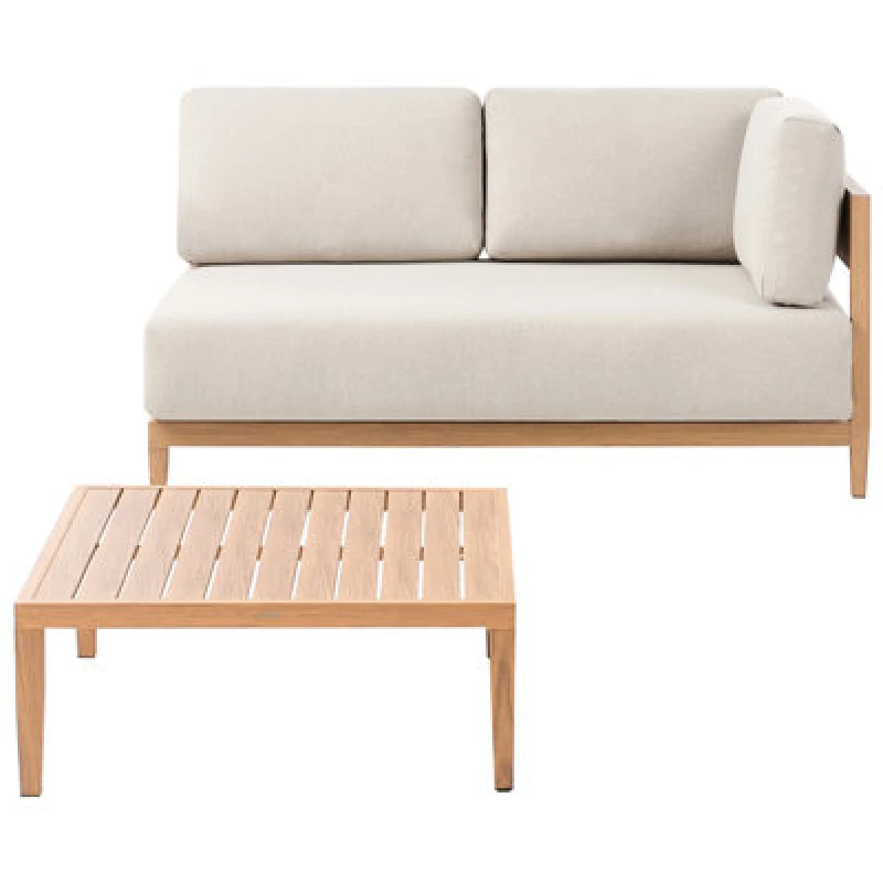Image of Beliani Garden Sofa With Table 2 Seater Sampieri Metal Light Brown