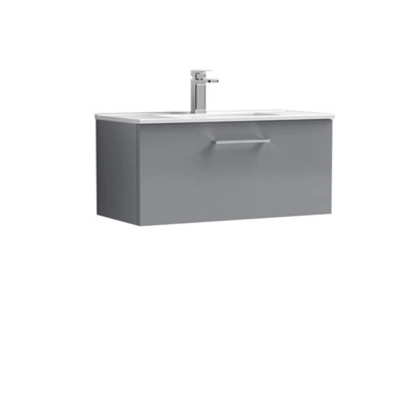 Image of NUIE Arno Wall Hung 1-Drawer Vanity Unit with Basin-2 800mm Wide - Satin Grey - Nuie ARN2225B