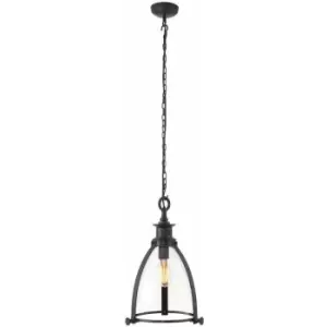 Image of Ceiling Pendant Light Aged Bronze Plate & Clear Glass 40W E27 GLS e10790
