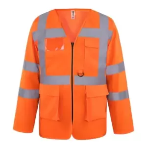 image of Yoko Mens Executive Hi-Vis Long Sleeve Safety Waistcoat (2XL) (Hi Vis Orange)