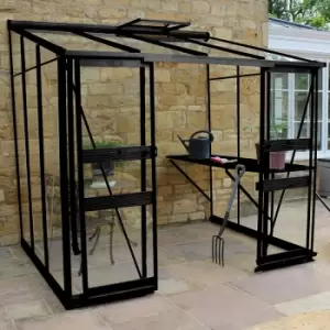 image of 8' x 6' Halls Cotswold Broadway 86 Black Lean-To Greenhouse (2.56m x 1.93m)