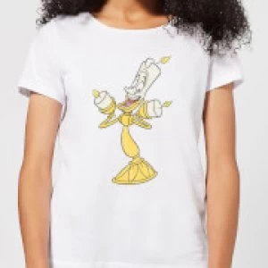 Image of Disney Beauty And The Beast Lumiere Distressed Womens T-Shirt - White