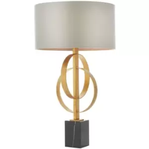 image of Merano Trento Table Lamp Antique Gold Leaf & Mink Satin Fabric