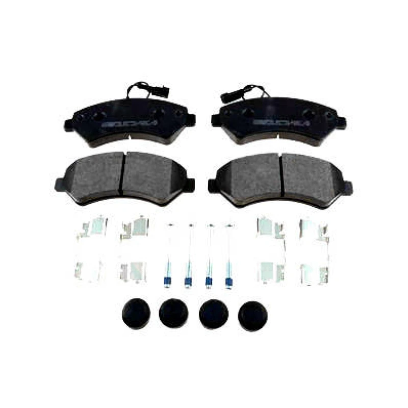 Image of ZIMMERMANN 24466.190.3 Brake pad set Front Axle, incl. wear warning contact, Photo corresponds to scope of supply, with bolts/screws Brake Pad Set,di