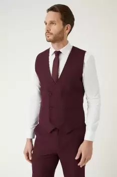 image of Slim Fit Burgundy Waistcoat