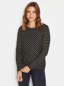 Image of Long Tall Sally Black Stone Cut About Stripe Top, Black, Size 10, Women