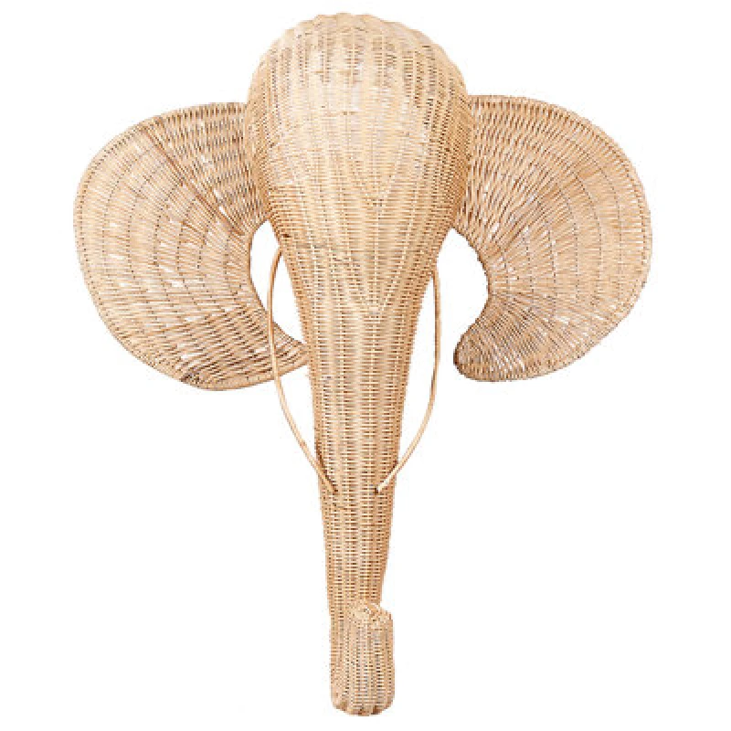 Image of Beliani Wall Decor Elephant Gruney Rattan 83cm Natural